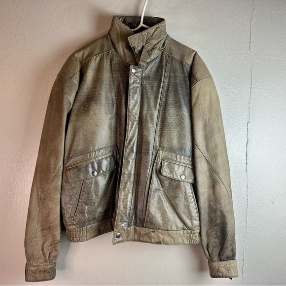 Charlesklein VINTAGE Men’s Leather Bomber Jacket Sz L - Picture 2 of 9